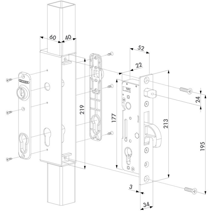 LOCINOX Locinox Insteekslotslot H-METAL-WB met doornmaat 35mm - voor inlaskast
