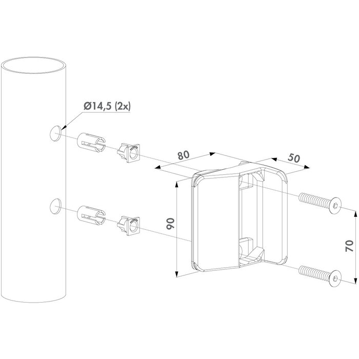 LOCINOX Locinox zwembad slotvanger STR60 QF -  rond profiel Ø 60 mm voor TWIST 40 slot