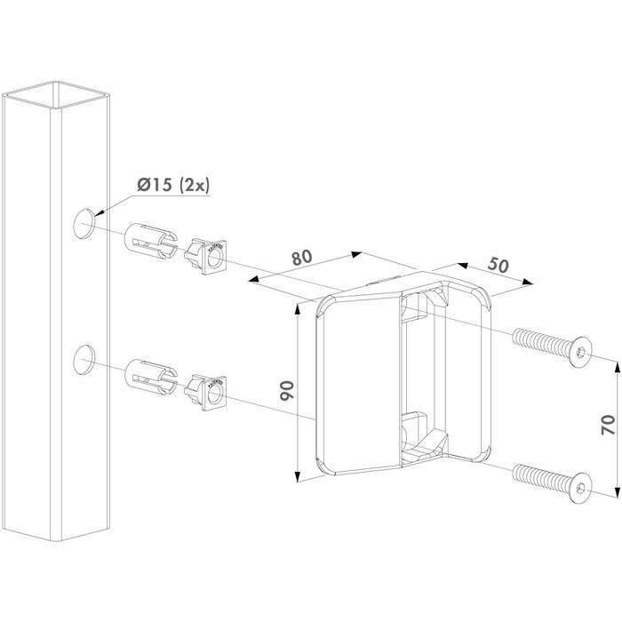 LOCINOX Serrure de piscine Locinox STKQF profil carré 40mm pour serrure TWIST 40