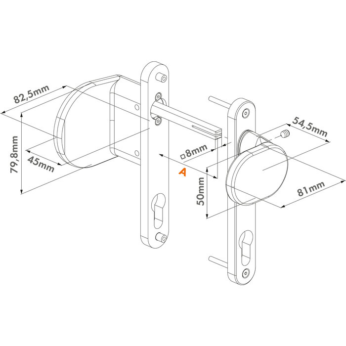 LOCINOX Poignées de porte Locinox 3006HOLD à coins arrondis - Fixes ou tournantes