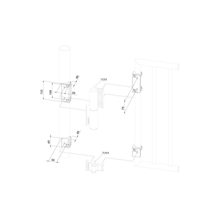 LOCINOX  Mounting bracket CLB-TIGER for mounting Tiger gate closer on round posts