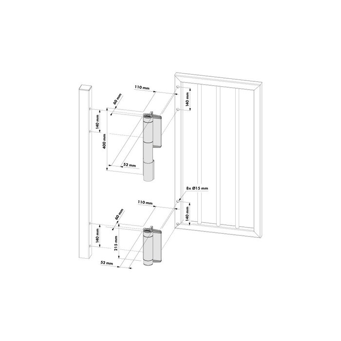 LOCINOX Locinox powerful hydraulic hinge and gate closer MAMMOTH-HD with RAPTOR hinge