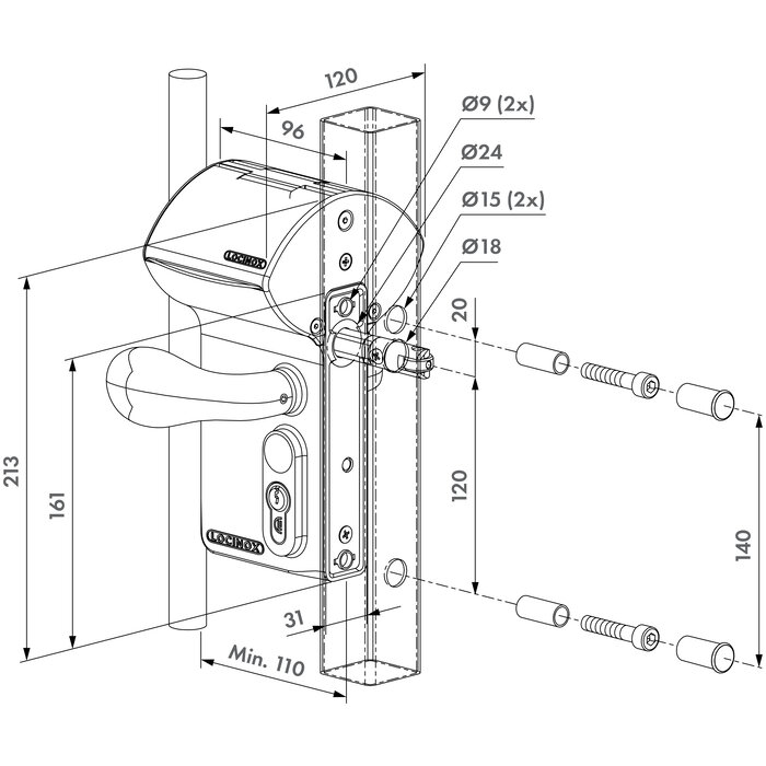 LOCINOX Serrure à code en saillie Locinox Valentino LOKQ40Y2LVCAC - Alimentée par batterie