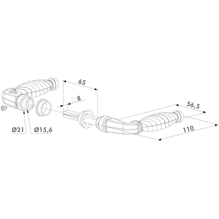 LOCINOX Pair of zamac decorative handles 3006FAD16 from Locinox for surface-mounted locks - Pin 65 mm