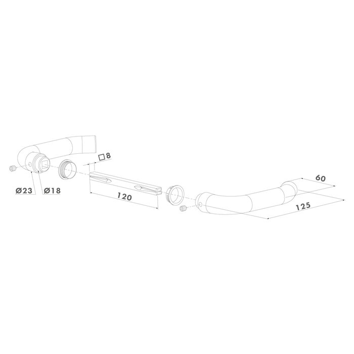 LOCINOX Paar Locinox zwarte aluminium deurklinken 3006 B-H  voor insteeksloten - stift 120mm