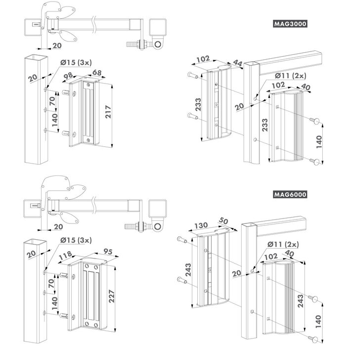 LOCINOX Locinox surface-mounted magnetic lock MAG 3000 - with handles