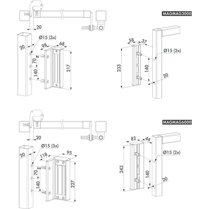 LOCINOX Locinox Aufputz-Magnetschloss MAGMAG 6000 – ohne Griffe