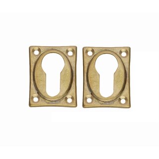 Intersteel Pair of rosettes with profile cylinder hole, tumbled brass