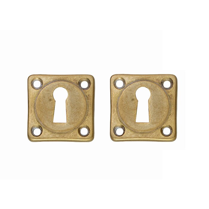 Intersteel Pair of Rosettes with keyhole screw hole square tumbled brass