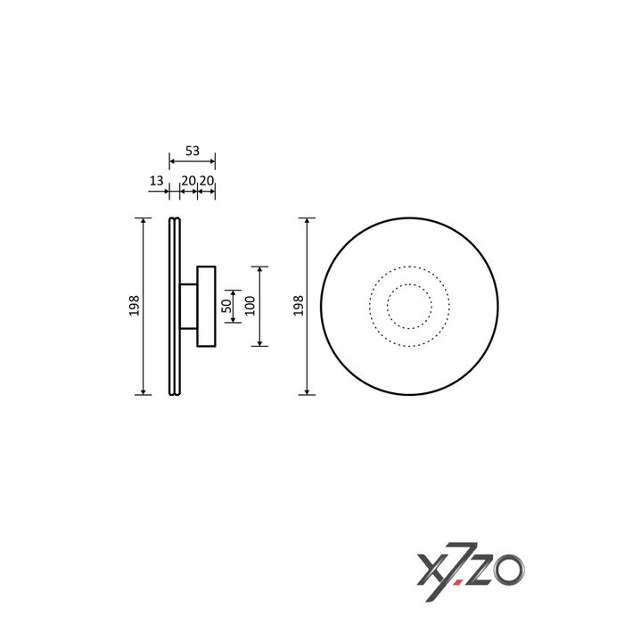 X7.ZO Runder Edelstahl-Design-Türgriff Z52 – Ø 198 mm mit kupferfarbenem Steinfurnier