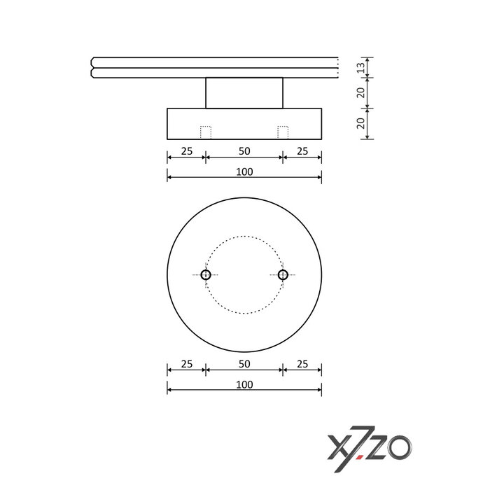 X7.ZO Runder Edelstahl-Design-Türgriff Z52 – Ø 198 mm mit kupferfarbenem Steinfurnier