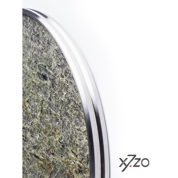 X7.ZO Ronde RVS design deurgreep Z53 - Ø 198 mm met glanzend zilveren steenfineer