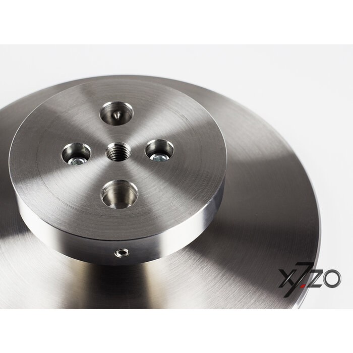 X7.ZO Runder Design-Türgriff aus Edelstahl Z53 - Ø 198 mm mit glänzendem Silbersteinfurnier