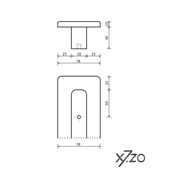 X7.ZO Poignée de porte design rectangulaire en aluminium Z56 - 500 avec placage en pierre - Silvershine