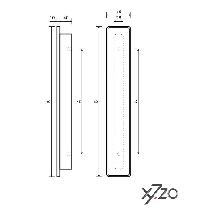 X7.ZO Rechteckiger Design-Türgriff aus Aluminium Z55 - 500 mit Steinfurnier - Kupfer