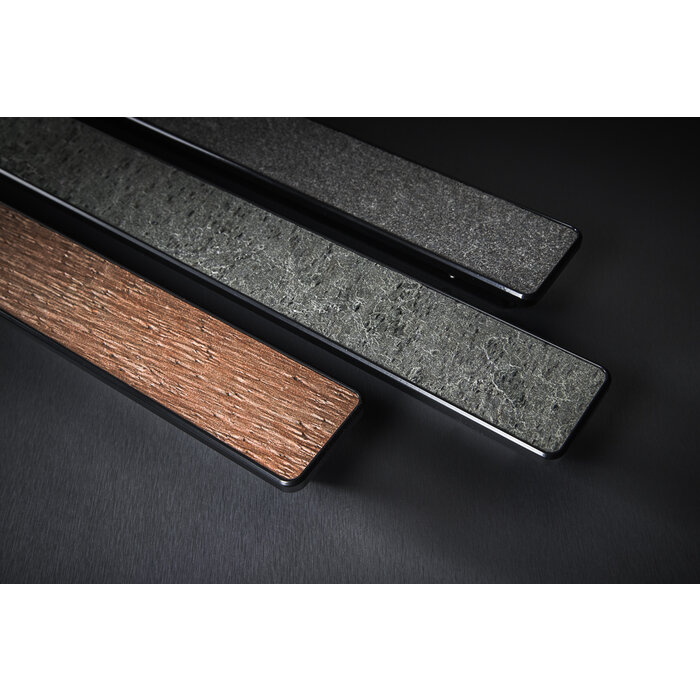 X7.ZO Rechteckiger Design-Türgriff aus Aluminium Z59 - 700 mit Steinfurnier - Silvershine