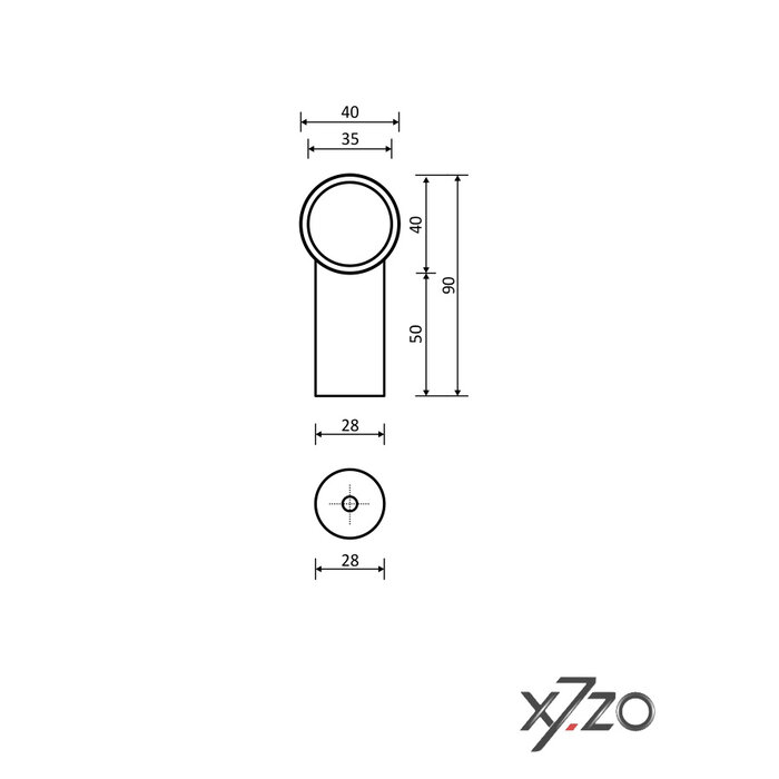 X7.ZO Türgriff Z36 BS Ø 35mm aus amerikanischem Nussbaum mit Messing - Gerade