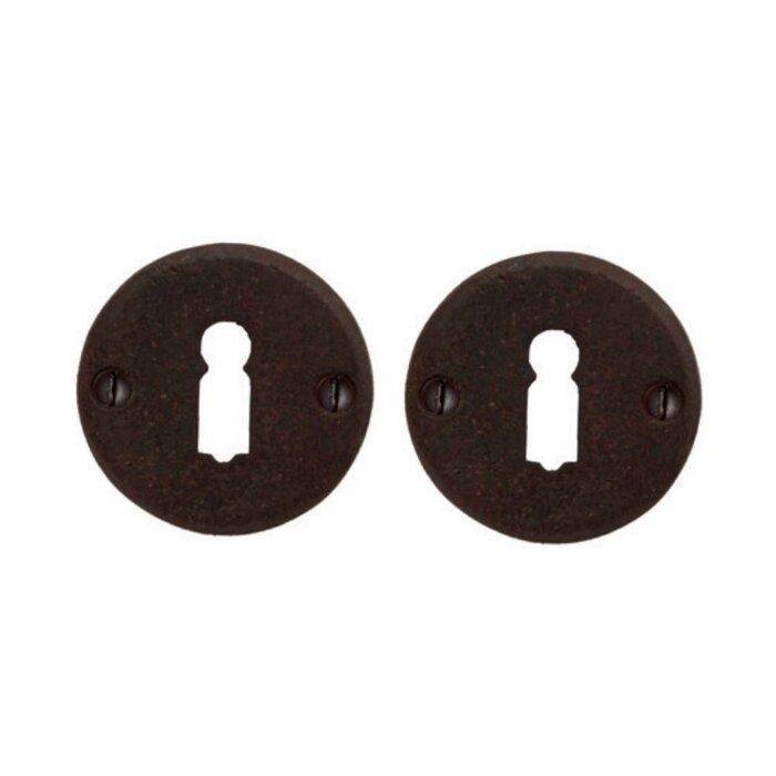 Dauby Pair of key rosettes for indoor CDF from cast iron R326bis - Rust (RC)