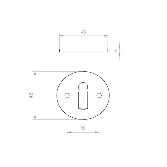 Dauby Paar sleutelrozetten voor binnen CDF uit gietijzer R326bis - Roest (RC)