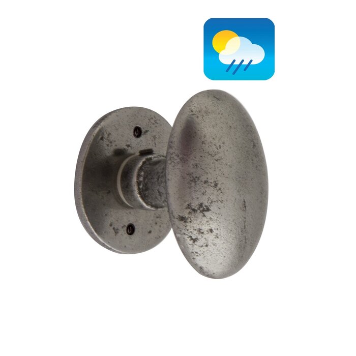 Dauby Paire de boutons de porte rotatifs en fer CDF BT1018 également pour l'extérieur - Fer forgé (FP)