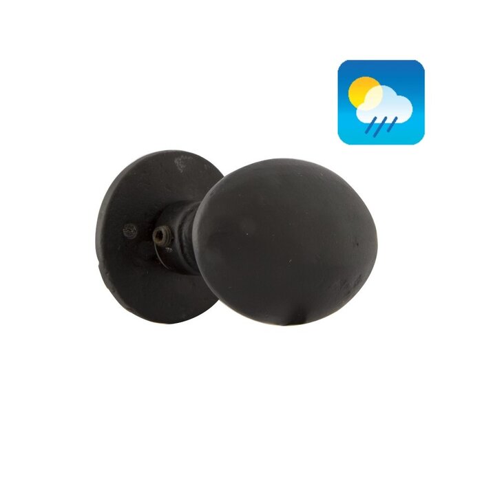 Dauby Single fixed cast iron CDF door knob BT278 for outdoor - Black (N)