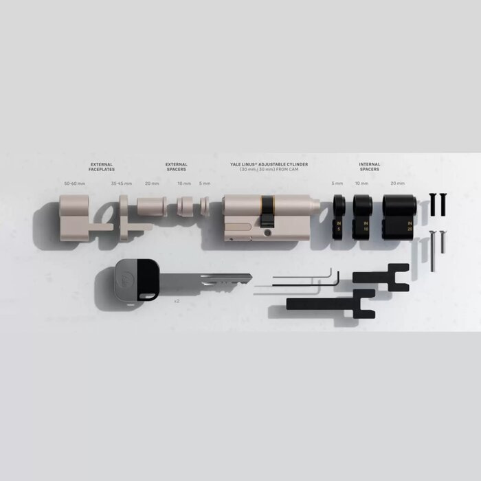 Assa Abloy Cylindre réglable Yale pour serrure connectée Linus - réglable jusqu'à 60/65