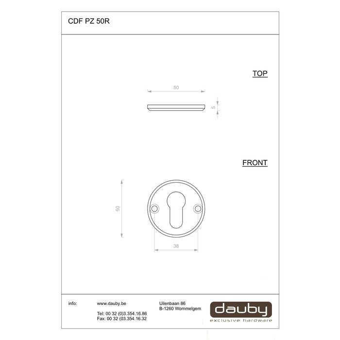 Dauby Paire de rosaces cylindre CDF en fer forgé 50R pour intérieur - Fer forgé (FP)