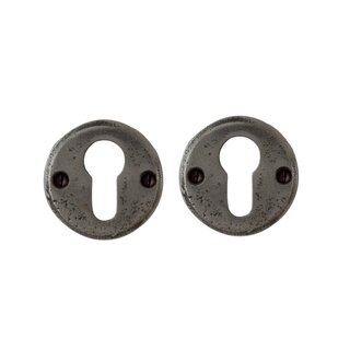 Dauby Pair of wrought iron CDF cylinder rosettes 50R - Wrought iron (FP)