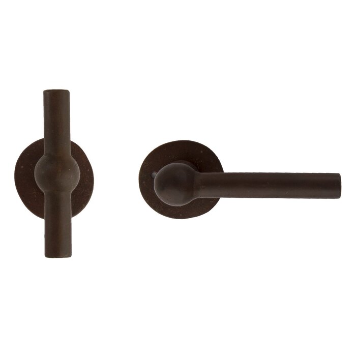 Dauby Pair of cast iron CDF door handles BECDF "T+L" - Rust (RC)