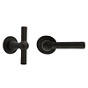 Dauby Pair of cast iron CDF door handles BECDF "T+L" - Black (N)