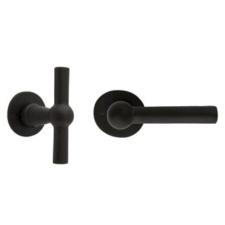 Dauby Paar CDF-Türgriffe aus Gusseisen BECDF „T+L“ – Schwarz (N)