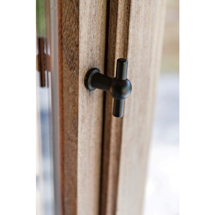 Dauby Pair of cast iron CDF door handles BECDF "T+L" - Black (N)