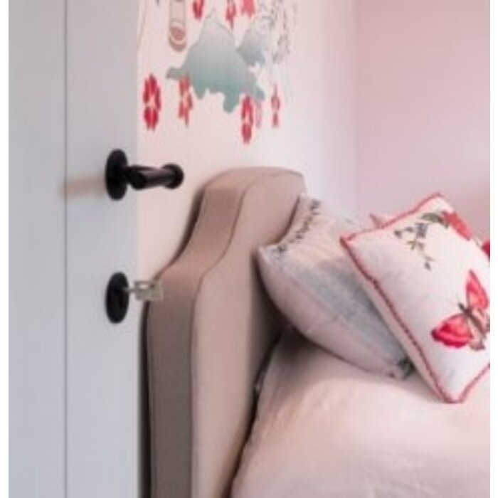 Dauby Pair of cast iron CDF door handles BECDF "T+L" - Black (N)