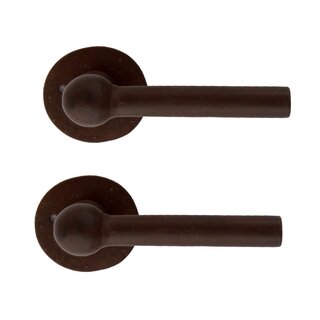 Dauby Pair of cast iron CDF door handles BECDF "L+L" - Rust (RC)