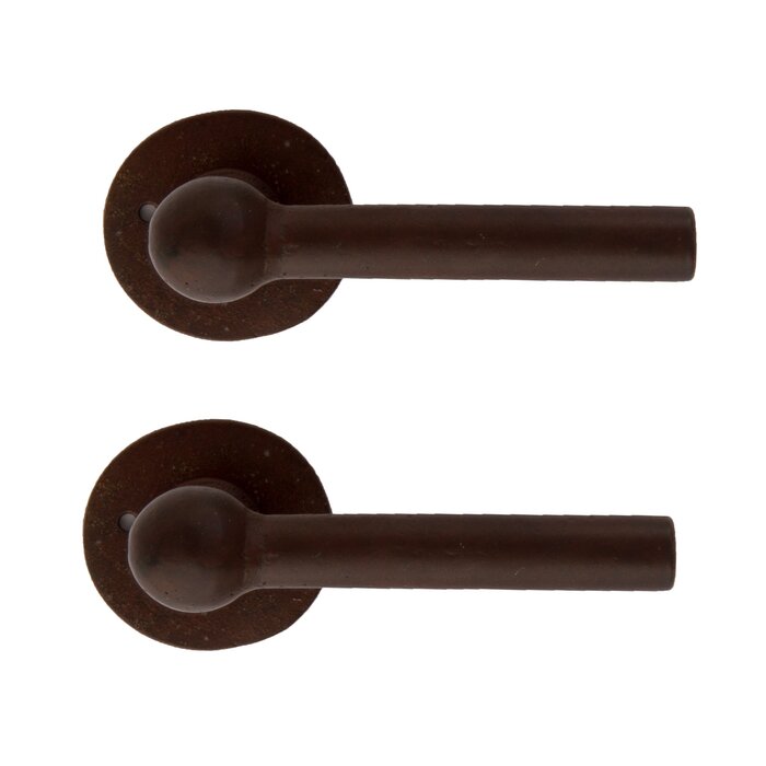 Dauby Pair of cast iron CDF door handles BECDF "L+L" - Rust (RC)