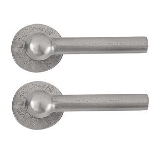 Dauby Pair of iron CDF door handles BECDF "L+L" - Wrought iron (FP)