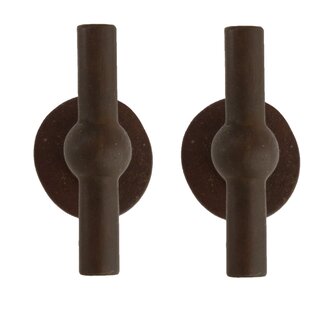 Dauby Pair of cast iron CDF door handles BECDF "T+T" - Rust (RC)
