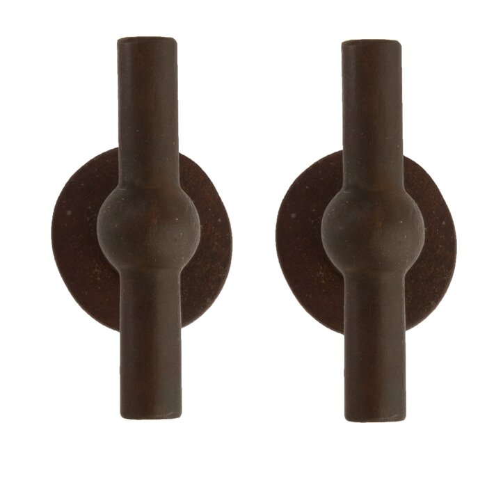 Dauby Pair of cast iron CDF door handles BECDF "T+T" - Rust (RC)