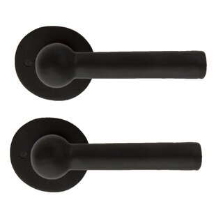 Dauby Pair of cast iron CDF door handles BECDF "L+L" - Black (N)