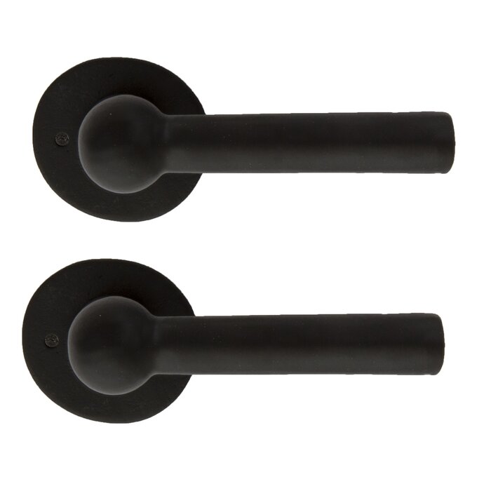 Dauby Pair of cast iron CDF door handles BECDF "L+L" - Black (N)
