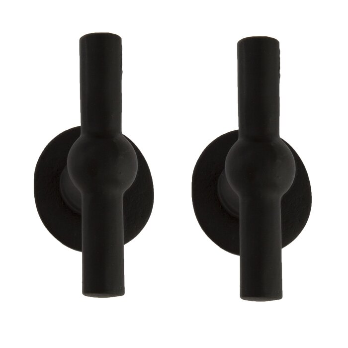 Dauby Pair of cast iron CDF door handles BECDF "T+T" - Black (N)