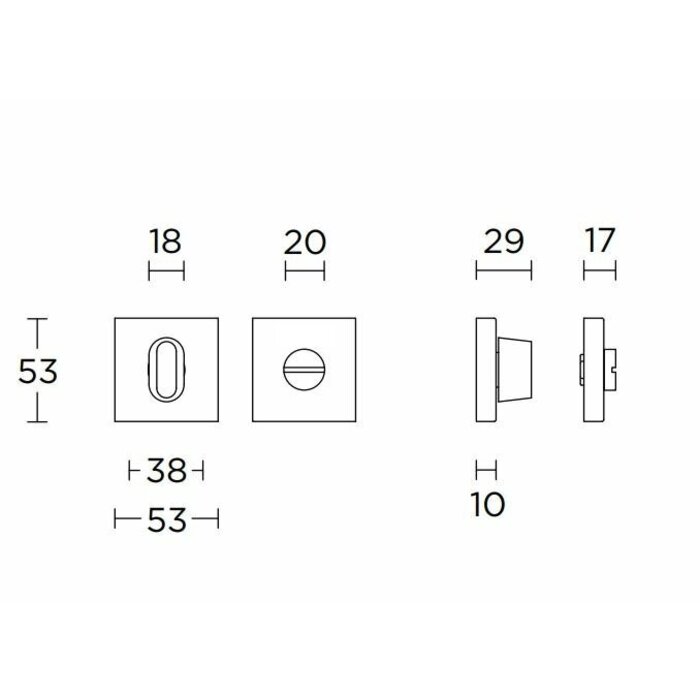 DKS WC fitting WC53V without indicator - matt black - 53x53mm