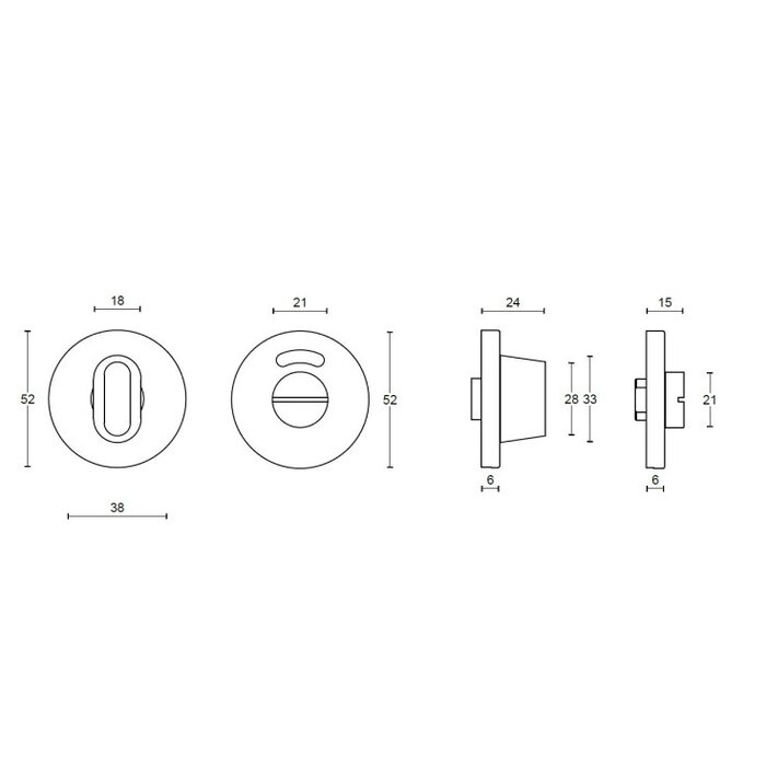 DKS WC garnituur WC50R met indicator - Mat RVS - Ø52 mm