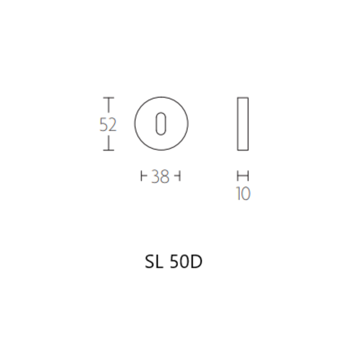 DKS Ronde sleutelplaatjes 50D 10 mm - mat zwart - Ø52 mm