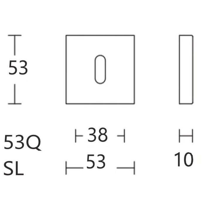 DKS Vierkante sleutelplaatjes 53Q - mat RVS - 53x53mm