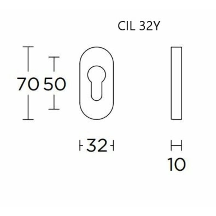 DKS Plaques cylindriques ovales 32Y - inox mat - 32x70mm