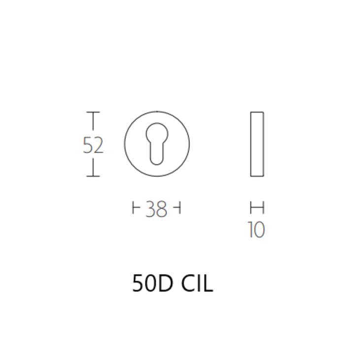 DKS Plaques cylindriques rondes 50D 10mm - inox mat - Ø52 mm