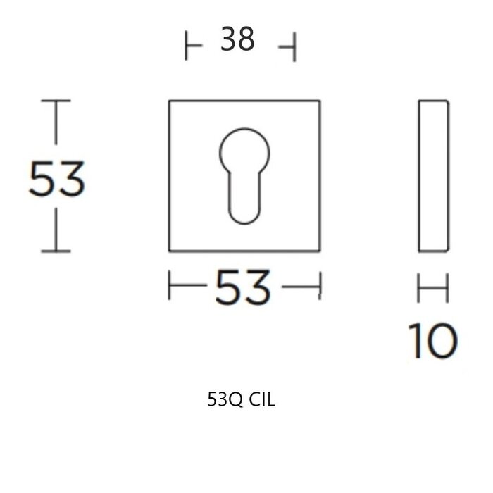 DKS Vierkante cilinderplaatjes 53Q - mat zwart - 53x53mm