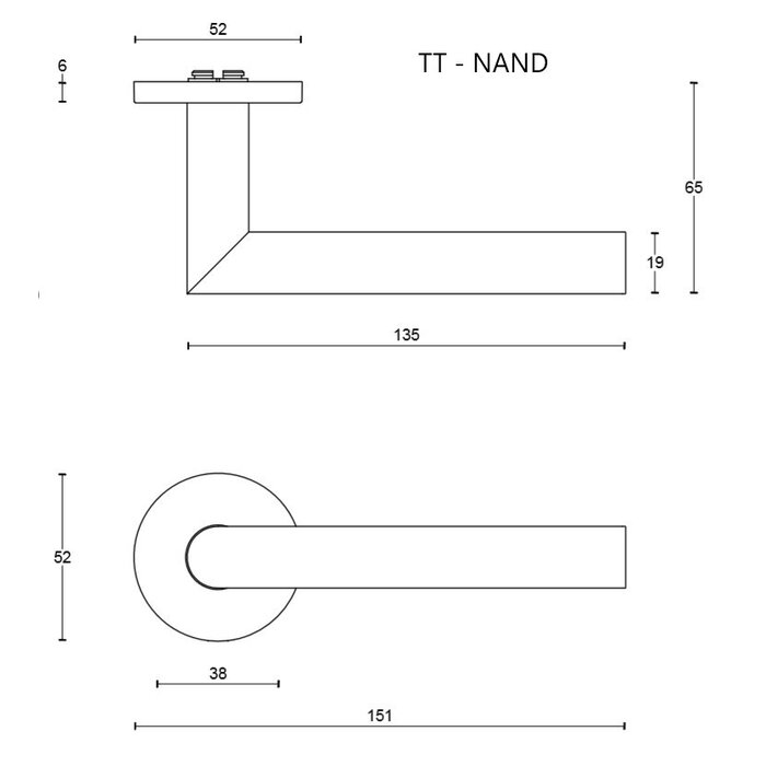 DKS Poignées de porte 'Nand' à ressort sur rosace ronde Ø 52 mm - Blanc