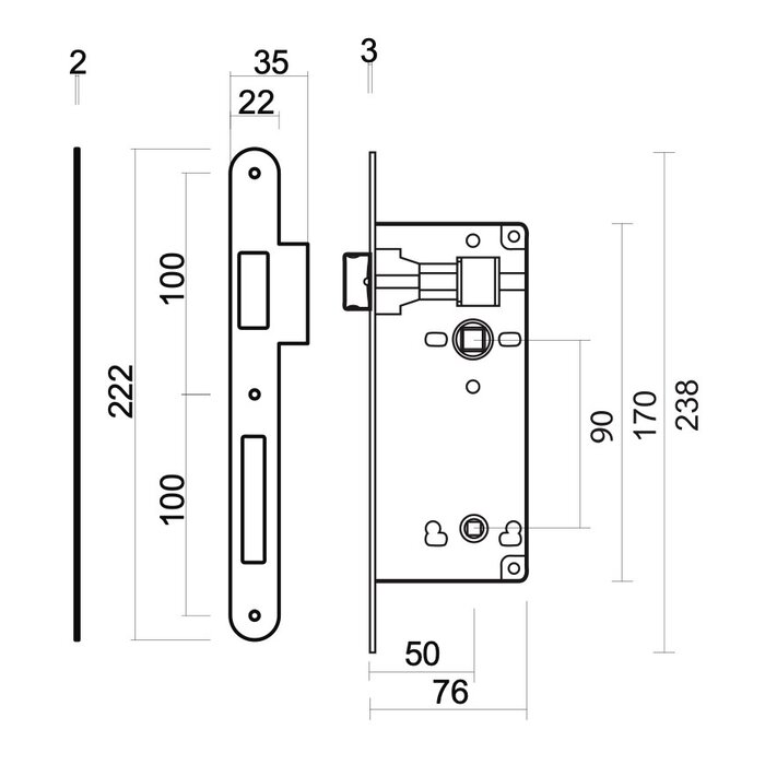 AGB WC lock AGB white 90mm